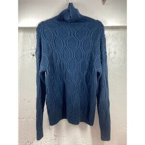 ASOS DESIGN WOMENS LARGE BLUE CABLE KNIT TURLE NECK SWEATER